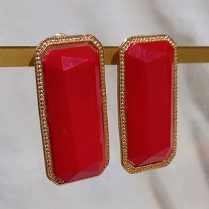 Party Wear Red Earrings (Set Of 2)