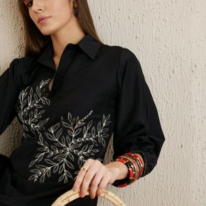 Black Embroidered Tunic With Trouser