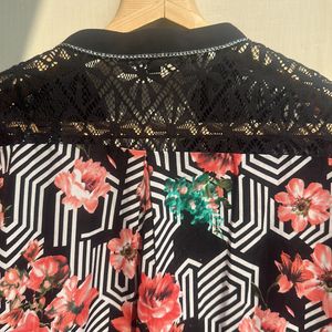 Madame Floral Black Shirt Top