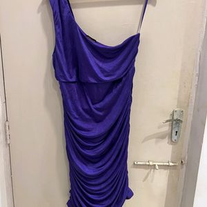 Purple Ruched One Shoulder Dress