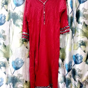 Rayon Maroon And Black Straight Kurta