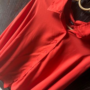 Trendy Red Blouson Top