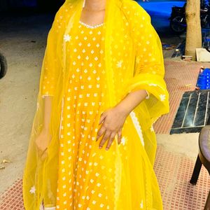 💛3 Piece Yellow Anarkali 💛