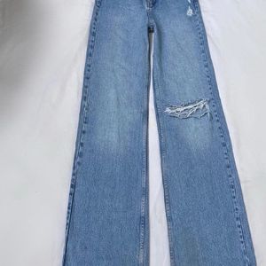 H&M Ripped Wide Leg Jeans