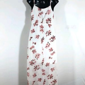 Sassafras Maxi Floral Print Halker Neck Dress