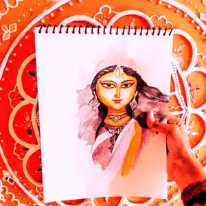 Maa Durga Watercolor Painting