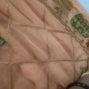 Peach Colour Chiffon Saree