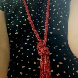 Beautiful Red Beads Long Necklace
