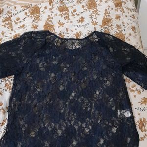 Beautiful Net Top. 38 Bust Size. Navy Blue