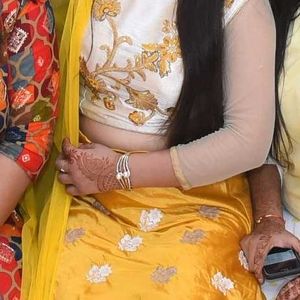 Haldi Dress With Cream Blouse And Yellow Skirt