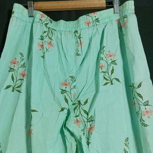 Women's Pastel Green Cotton Palazo | Waist 34 | Le