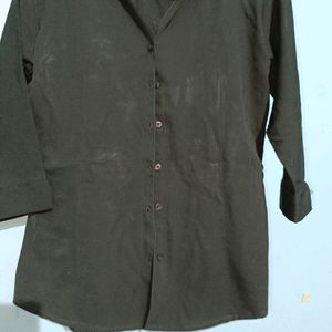 Women Solid Casual Olive Shirt