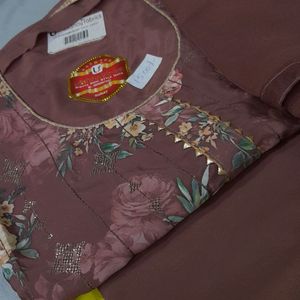 Coffee Brown Partywear Crepe Suit UNSTITCHED