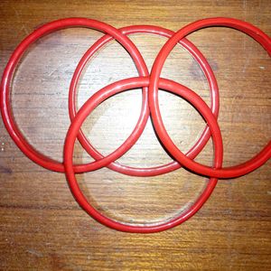 Red Glass Bangles (Set Of 10 Pieces)