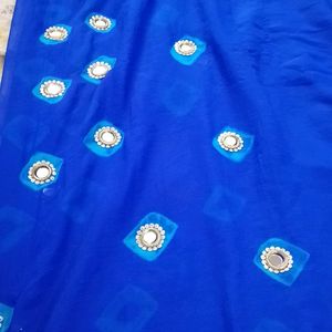 Jaipuri Saree With Blouse Royal Blue