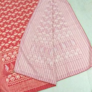 Red Color Cotton Blend One Side Chunni