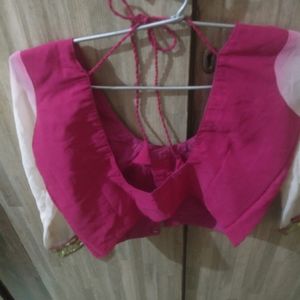 Pink And Creem Color Saree