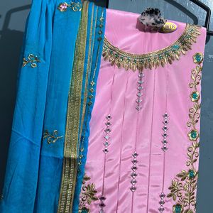 Beautiful Embroidery Pink Suit With Duppta