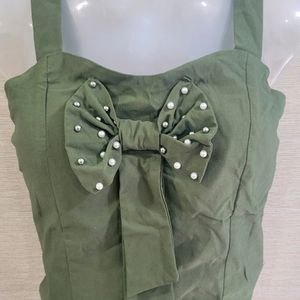 Cute Padded Crop Top With Bow 🎀