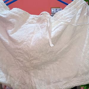 White Chikankari Shorts