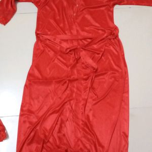 red color silk nighty