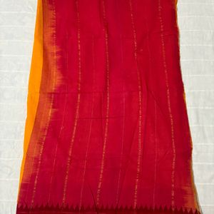 Temple Border Cotton Saree with Blouse