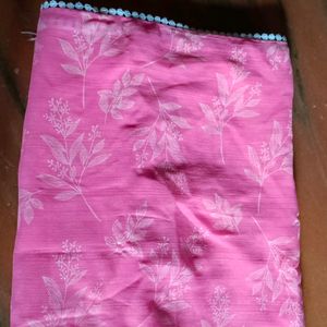 New Pink Saree Never Used With Blouse Fabric