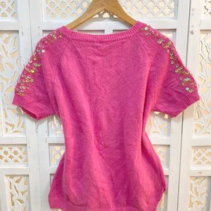 Pinterest Sequined Oversized Double Pocket Top