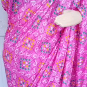 New Barbie Pink Saree With Tassels