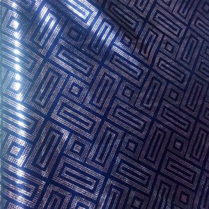 Navy Blue Silver Print Hosiery Fabric