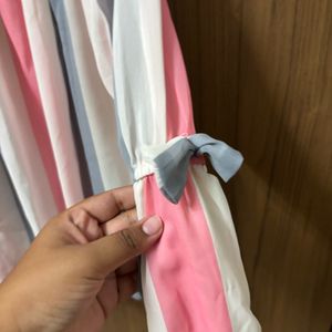 Blouson Offshoulder Top In Pink And White Women