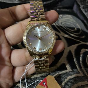 Lee Cooper Golden Diamond Studded Watch