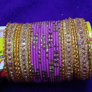 Brand New Pink Metal Set Of Bangles