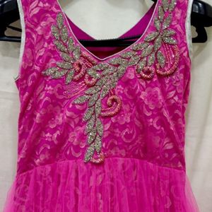 Silk And Net Pink Gown