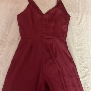 Maroon Jumpsuit With A Belt