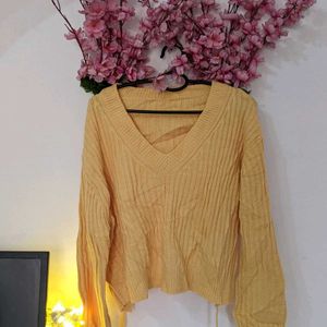 Yellow Back Cut Sweater