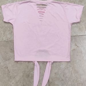 Baby Pink Crop Top with bow detail