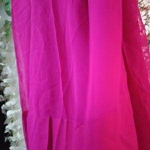 Fushia Pink Pure Chiffon Saree