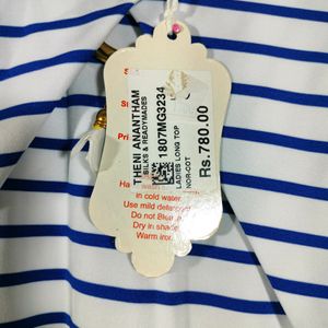 White With Blue Striped Dresses (Women's)