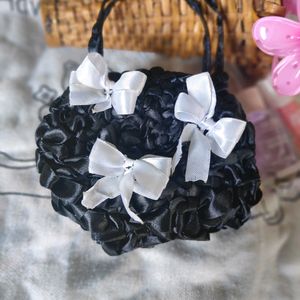 Black Ribbon Crochet Bag And Pouch 🖤🎀