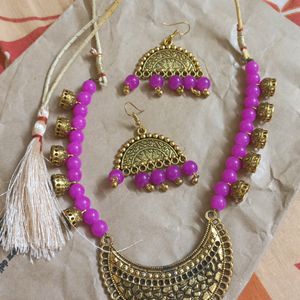 Golden and Pink Jewellery set