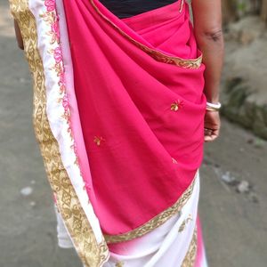 Red N White Saree