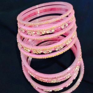 Pink Glass Bangles