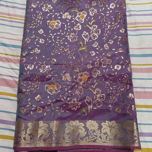 Soft Silk Saree With Embroidery And Sequence Work