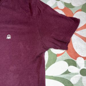 Man’s Beneton Cotton Purple T-shirt For Men