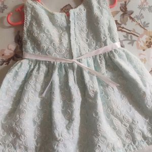 Powder Blue Embroidered Frock For Baby