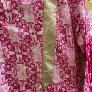 Pink Golden Kurti