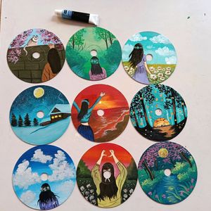 Aesthetic Handpainted CD Art/ Painting