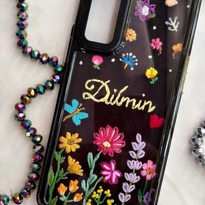 Hand Embroidered Couple Name Mobile Cover