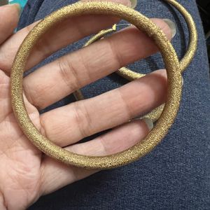 Vintage Brushed Gold Hoops And Bangle Set